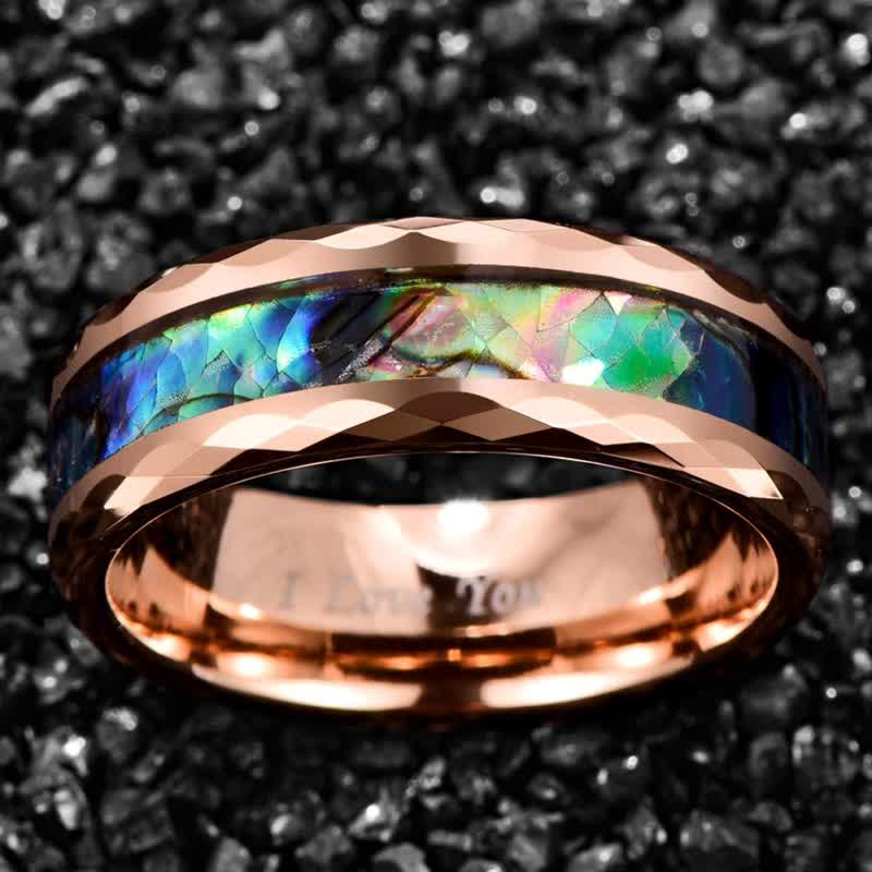 Olivenorma Koa Wood and Abalone Shell Tungsten Carbide Ring