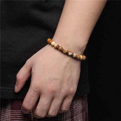 Olivenorma Polished Natural Stone 8mm Bead Stretch Yoga Bracelet