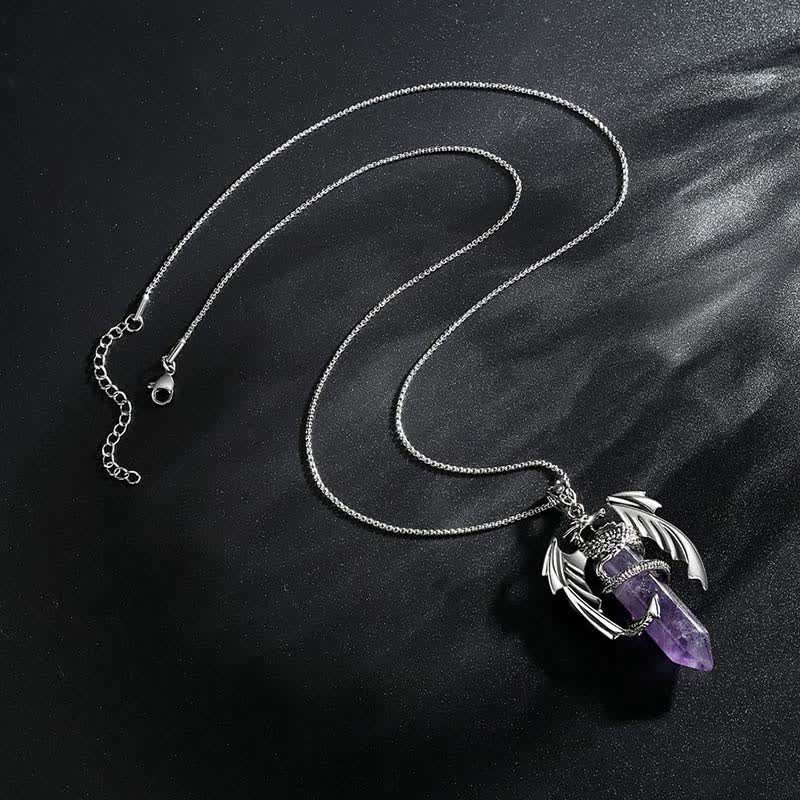 Olivenorma Vintage Dragon Crystal Healing Stone Reiki Necklace