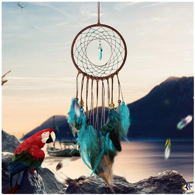 Olivenorma Turquoise Handmade Traditional Feather Dream Catcher - Without Lights - image 1