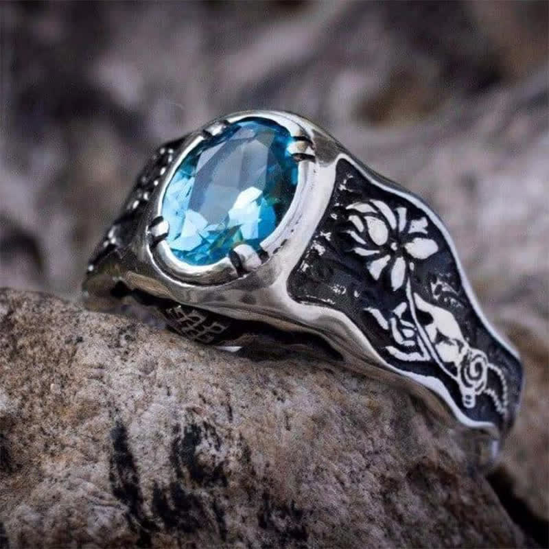 Olivenorma Buddhi Mudra - Swiss Blue Topaz Ring