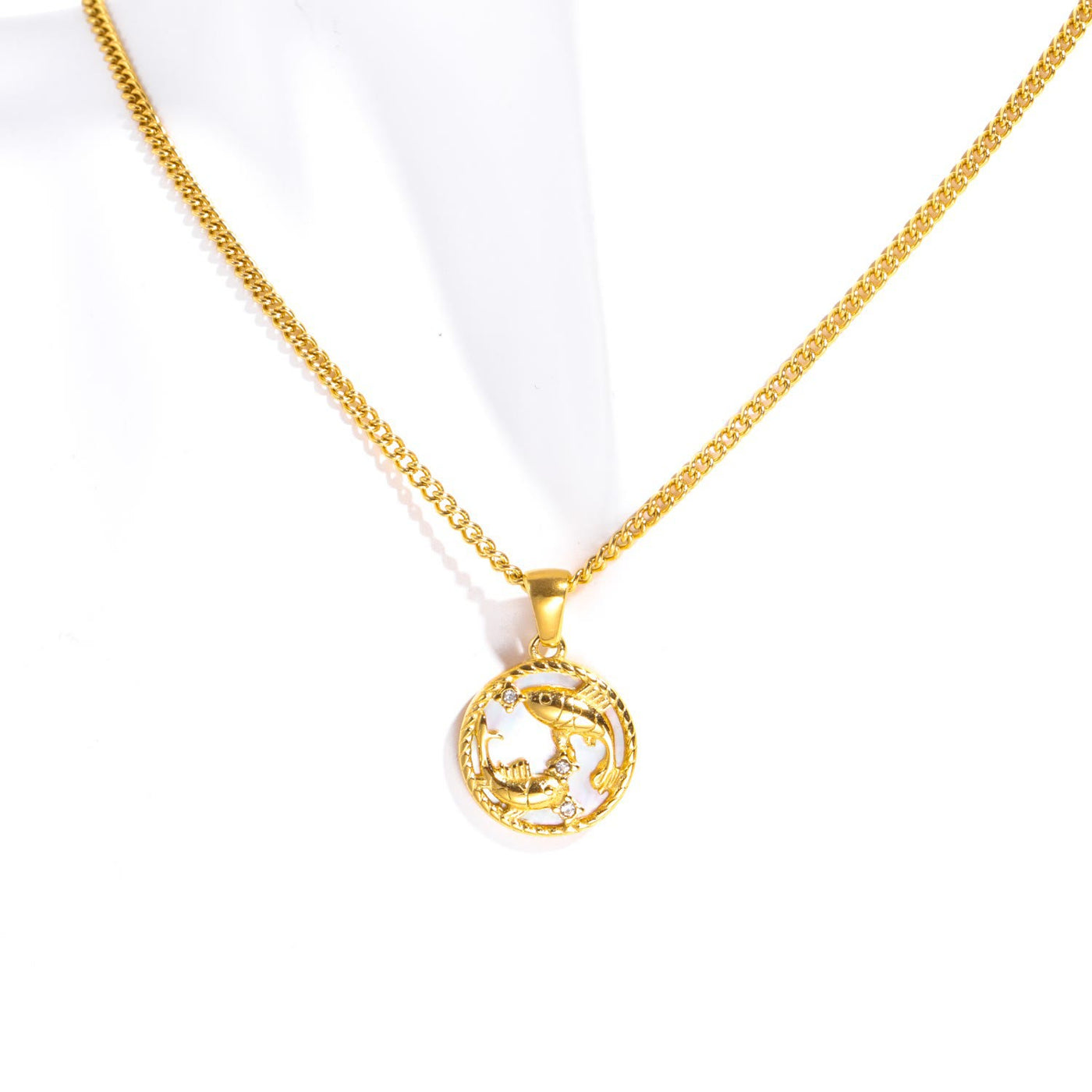 Olivenorma Shell Zodiac 18k Gold Titanium Steel Necklace