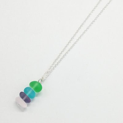 Olivenorma Sea Glass Beaded Pendant Necklace