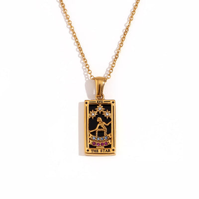 Olivenorma Stainless Steel 18k Gold Plated Tarot Card Necklace