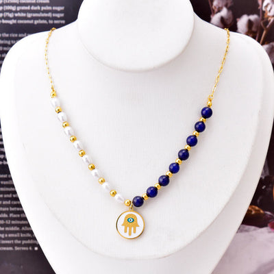 Olivenorma Pearl Lapis Lazuli Turquoise Necklace Bracelet Earrings Set