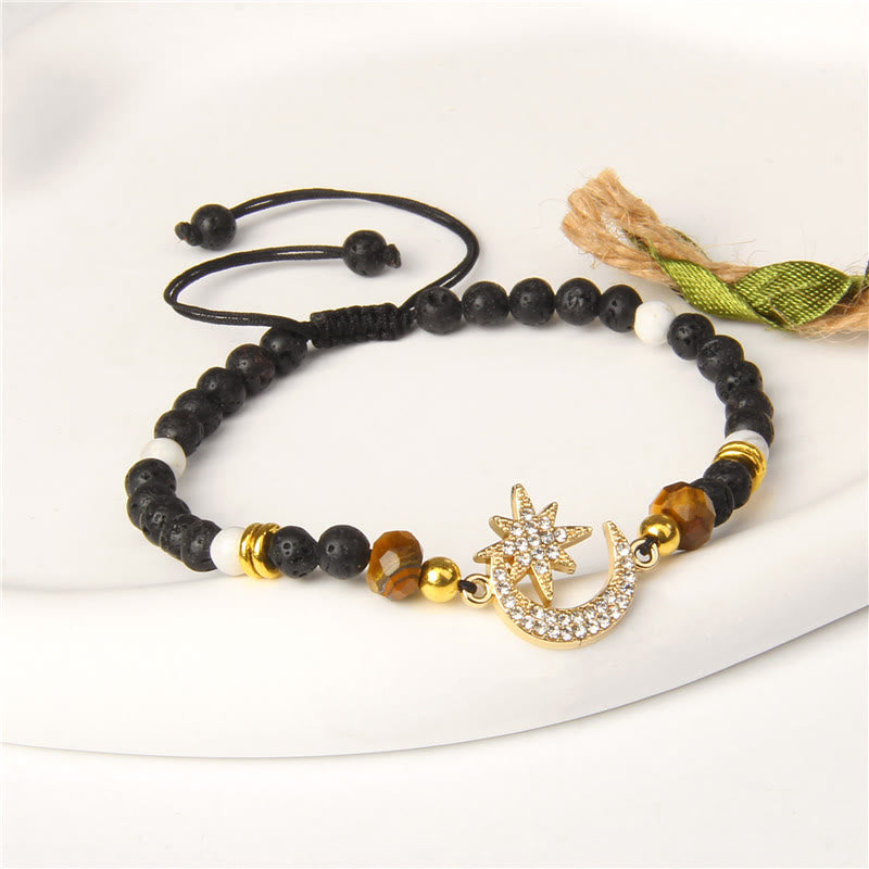 Olivenorma "Moon And Starlight" Gemstone Moon & Star Bracelet