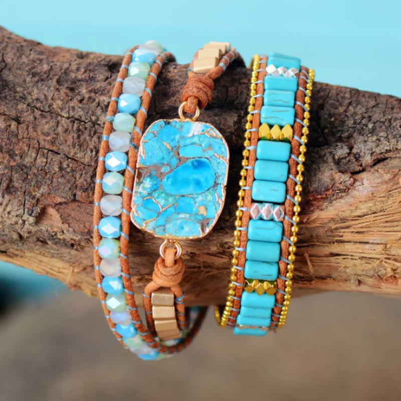 Olivenorma Natural Turquoise Three-layer Wrap Bracelet