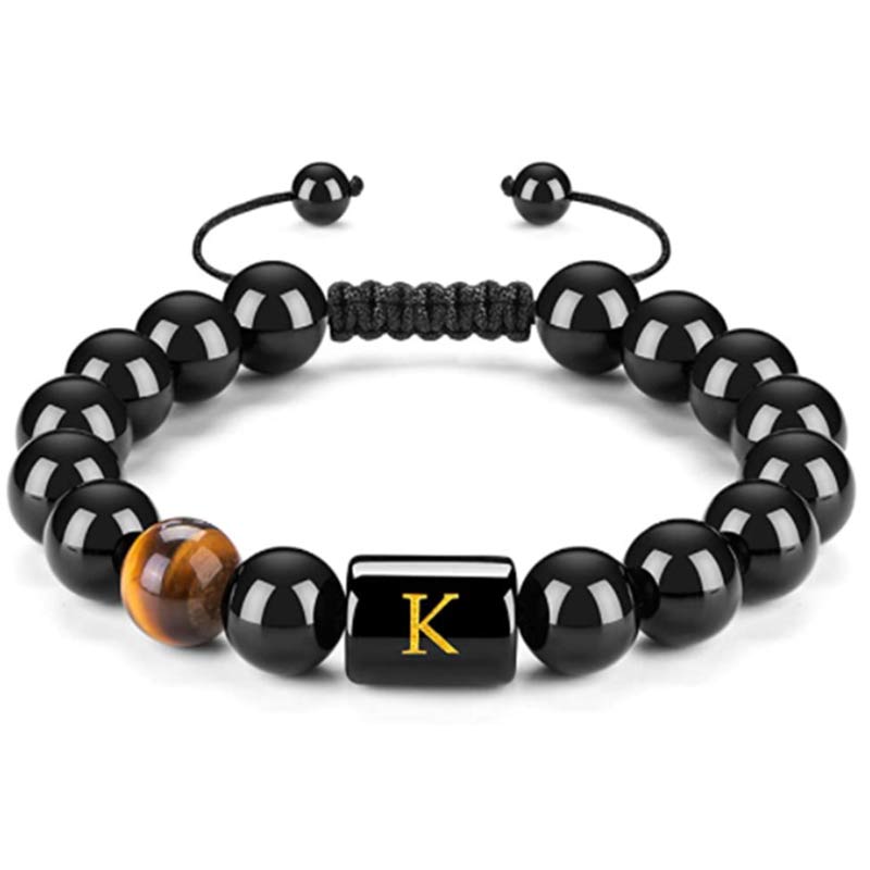 Olivenorma Tiger Eye With Black Onyx Healing Letter Bracelet