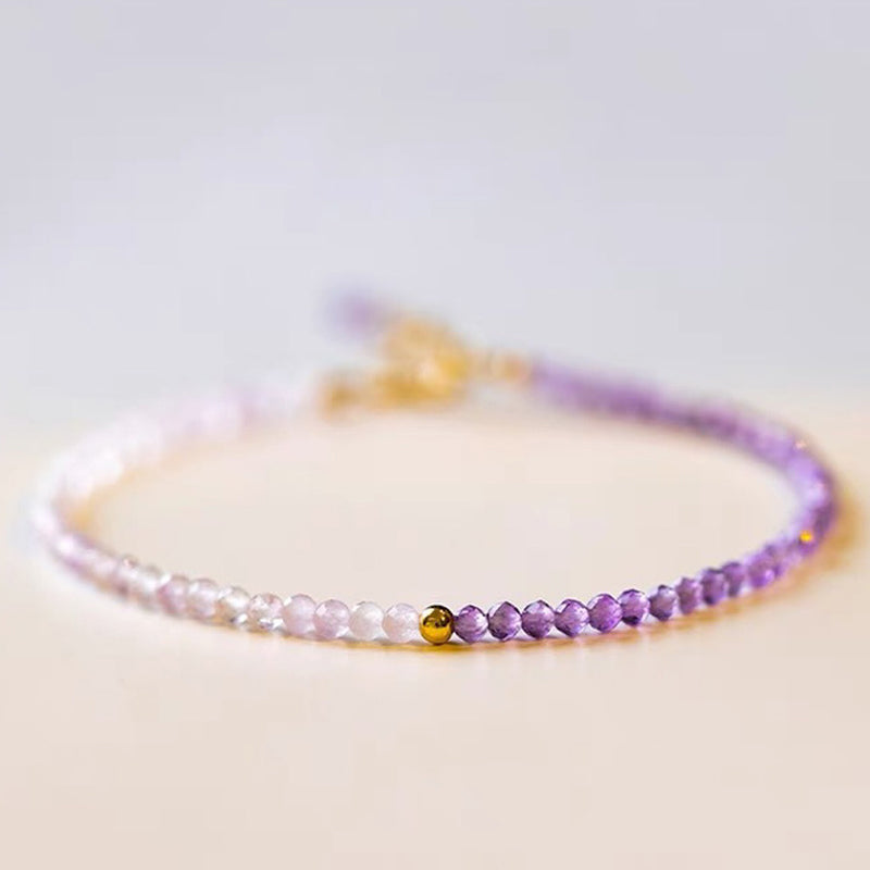 Wisteria - Amethyst With Clear Crystal Healling Gemstone Bracelet