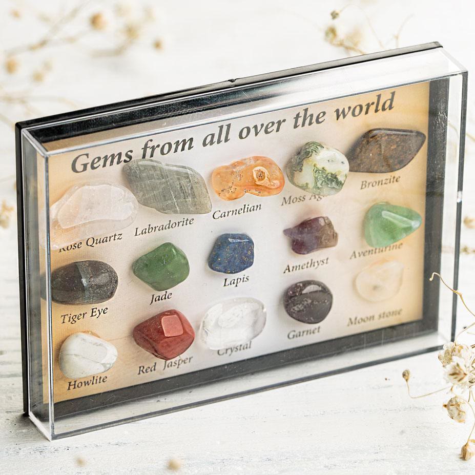 Olivenorma Natural Stone 15-Pieces Crystal Set Gemstone Decoration