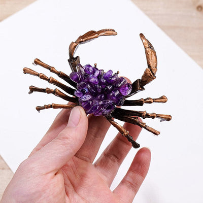 Olivenorma Natural Amethyst Gravel Crab Ornament Gemstone Decoration