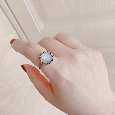 Olivenorma Large Natural Moonstone Adjustable Ring