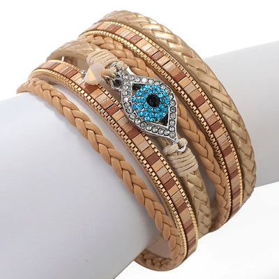 Olivenorma White Zircon Paraiba Tourmaline Evil Eye Bracelet