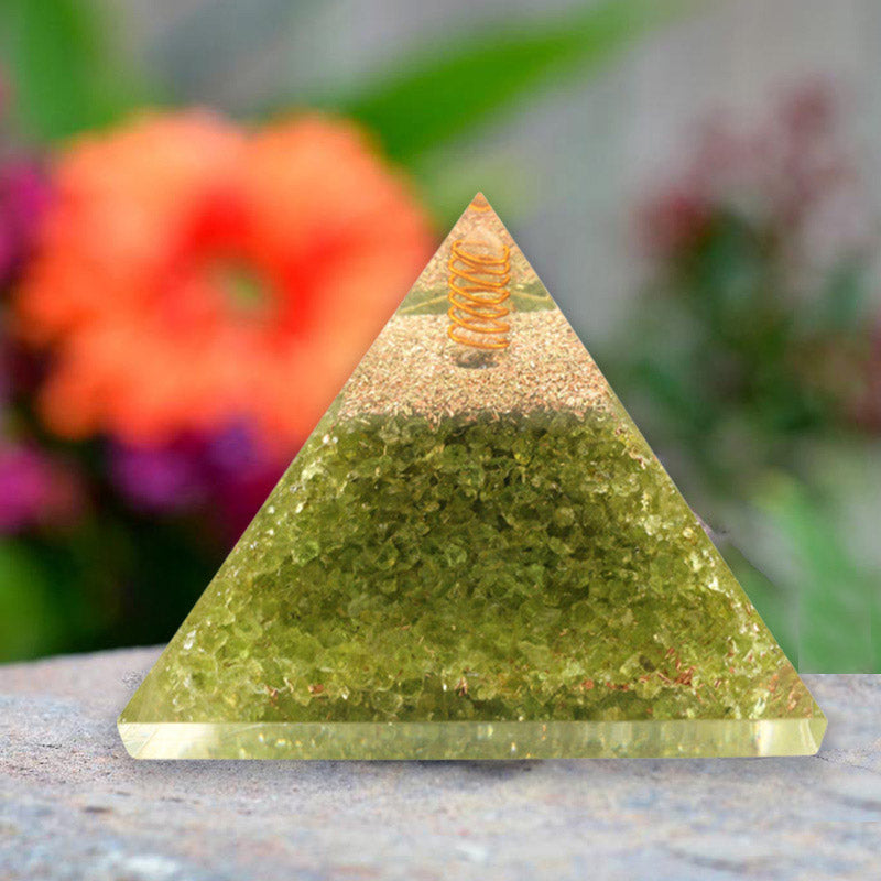 Olivenorma Peridot Metatron's Cube Orgone Pyramid