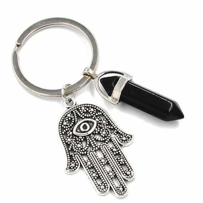 Olivenorma Inspiring Hamsa Hand Crystal Keychain - Black Onyx - image 11