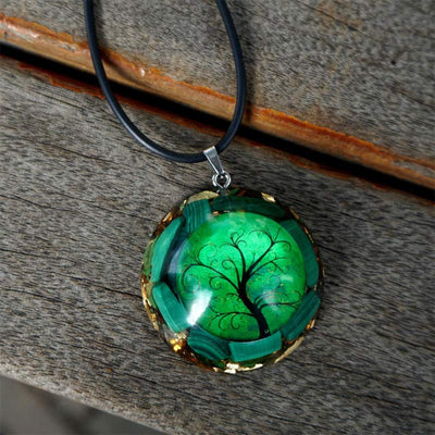 Olivenorma Natural Malachite Tree Of Life Necklace