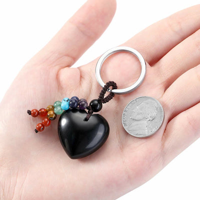 Olivenorma Natural Crystal Heart Keychain