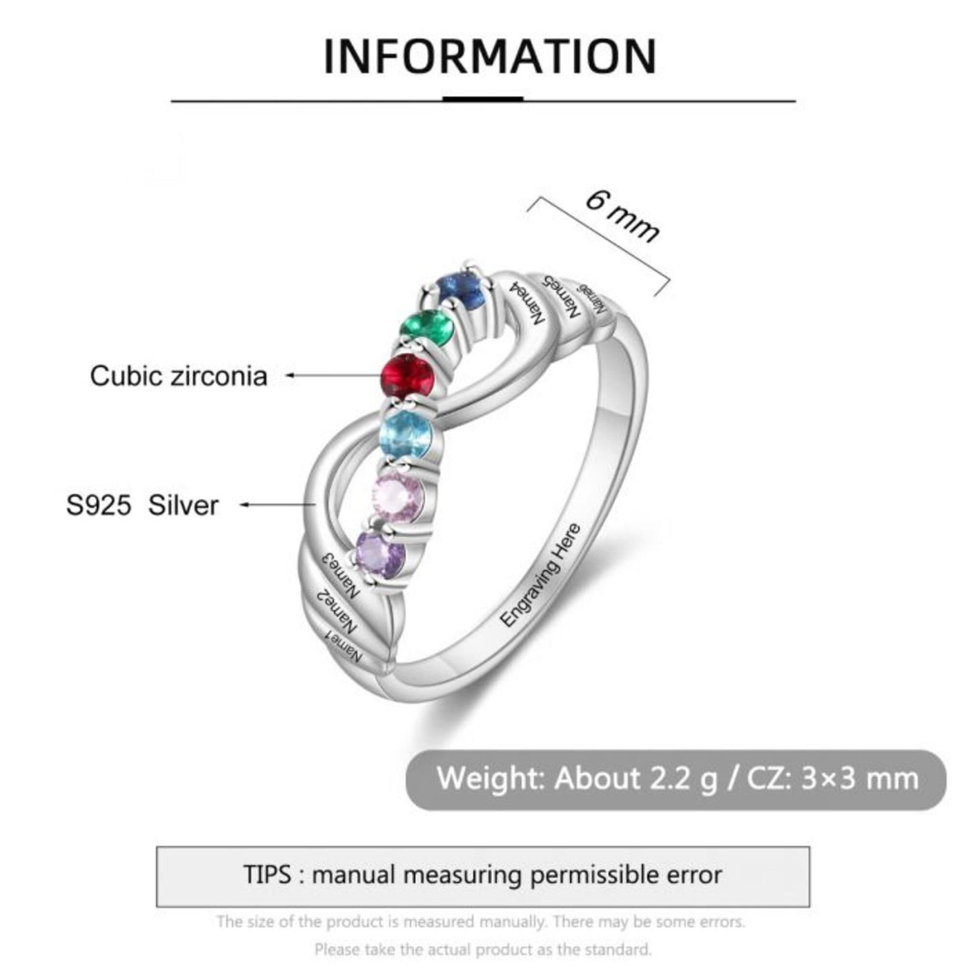 Olivenorma 12 Color Birthstone Lucky Ring