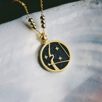 Blue Sandstone Listening Zodiac Necklace