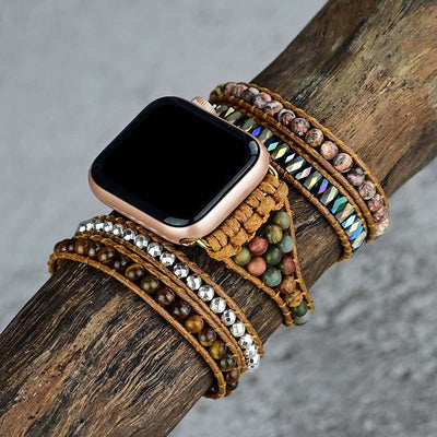 Olivenorma Tiger Eye India Agate Apple Watch Strap Wrap Bracelet