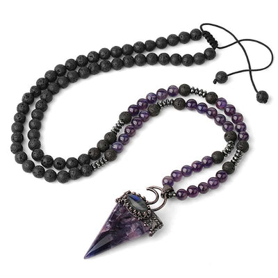 Olivenorma Natural Stone Prismatic Meditation Beaded Necklace