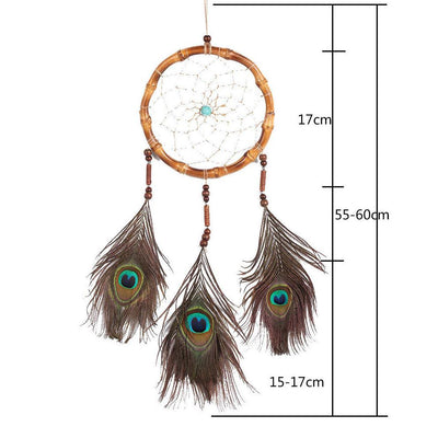 Olivenorma Hand Woven Natural Wooden Beads Feather Dream Catcher