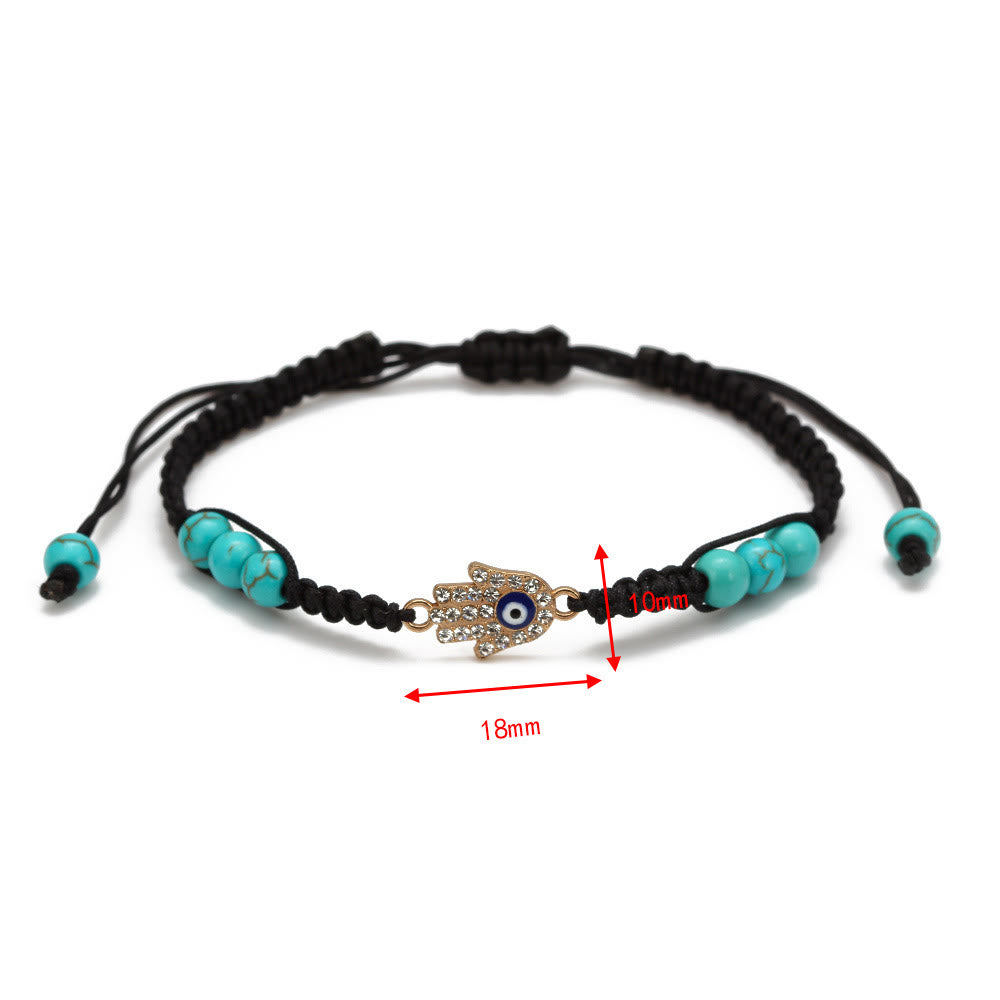 Olivenorma Turquoise White Zircon Evil Eye Braided Adjustable Bracelet