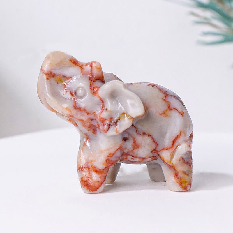 Olivenorma Natural Crystal Elephant Carving Ornament Gemstone Decoration