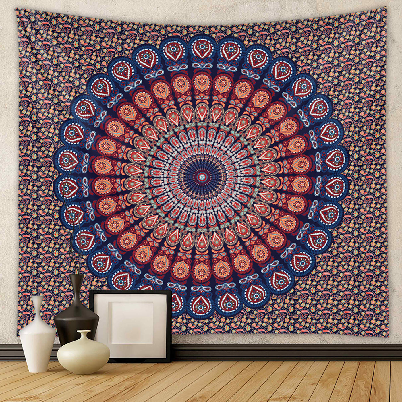 Olivenorma Mandala Peacock Pattern Tapestry