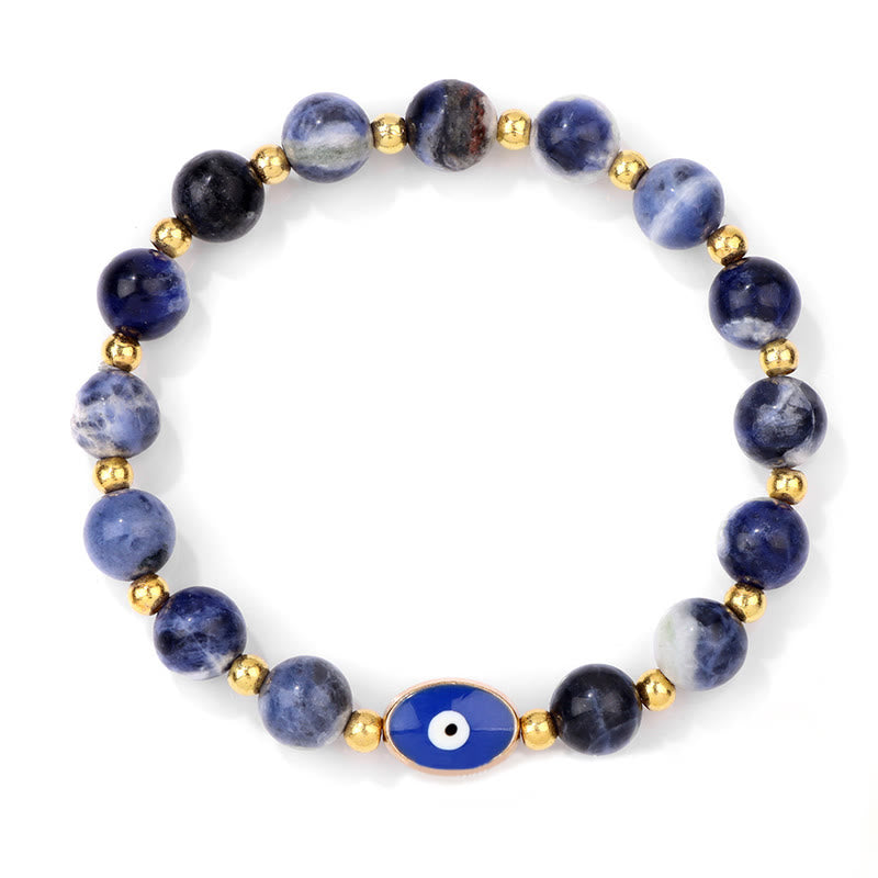 Olivenorma 8mm Blue Tiger Eye Evil Eye Bracelet