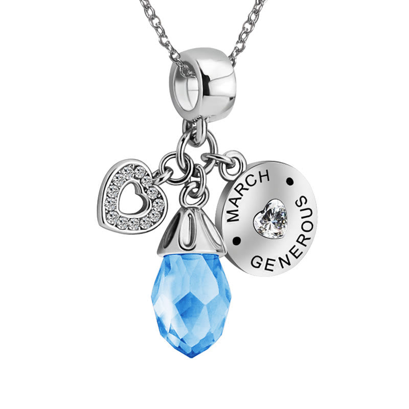 Olivenorma Diamond Heart Pendant Birthstone Necklace