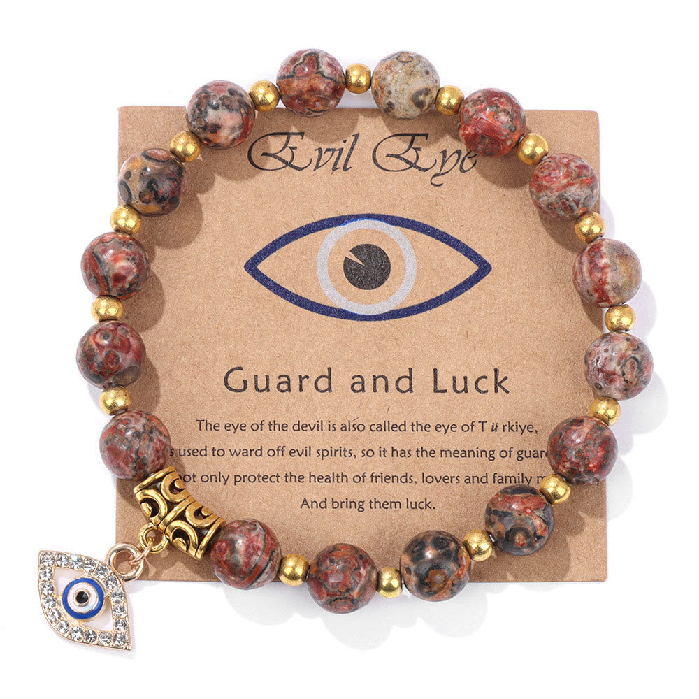 Olivenorma Natural Stone Bead Evil Eye Pendant Bracelet