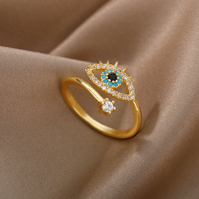 Olivenorma Evil Eye Diamond Adjustable Ring