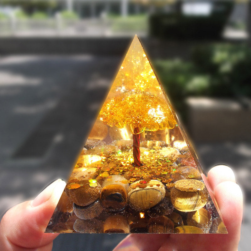 Olivenorma Tiger Eye Citrine Tree Of Life Orgone Pyramid