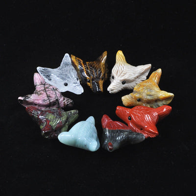 Olivenorma Natural Crystal Carved Wolf Head Accessory Gemstone Decoration