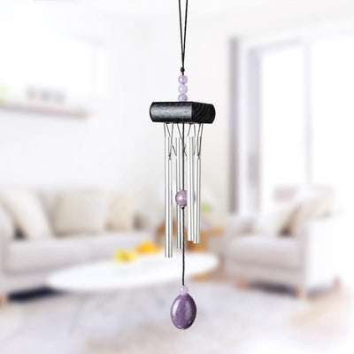 Olivenorma Solid Wood Aluminum Rod Natural Stone Wind Chime