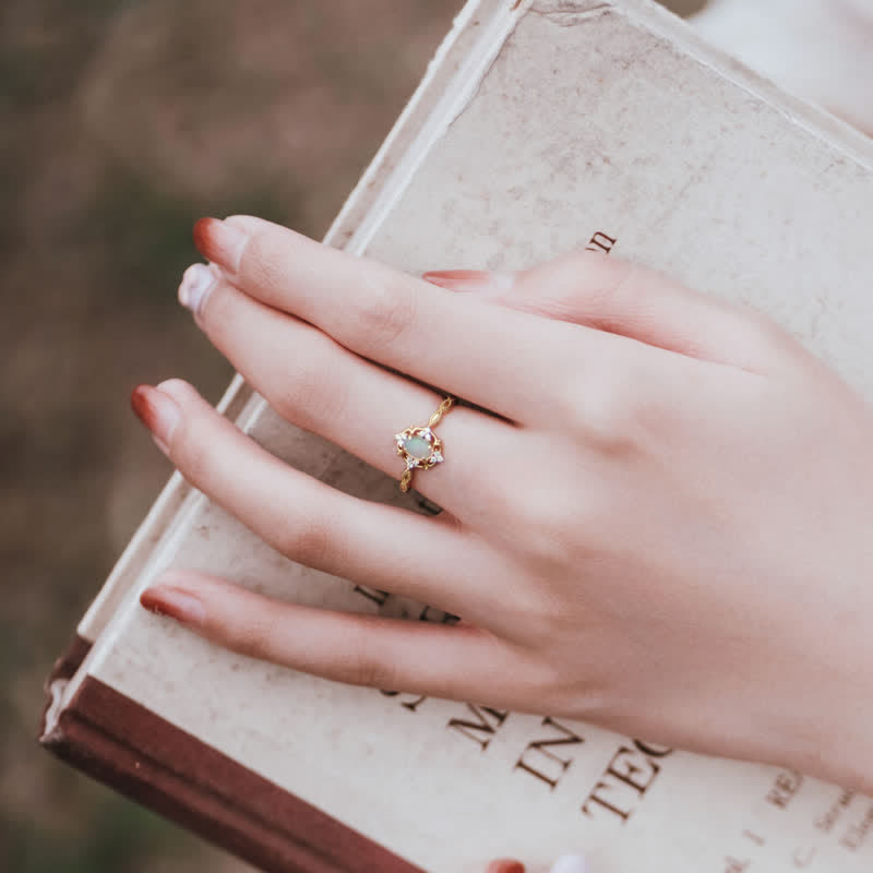 Olivenorma Light Luxury Opal Adjustable Ring