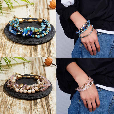 Olivenorma Colorful Natural Crystal Winding Multilayer Adjustable Bracelet