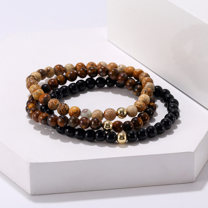 Olivenorma 6mm Onyx & Tiger Eye Stone Accessories Beads Bracelet