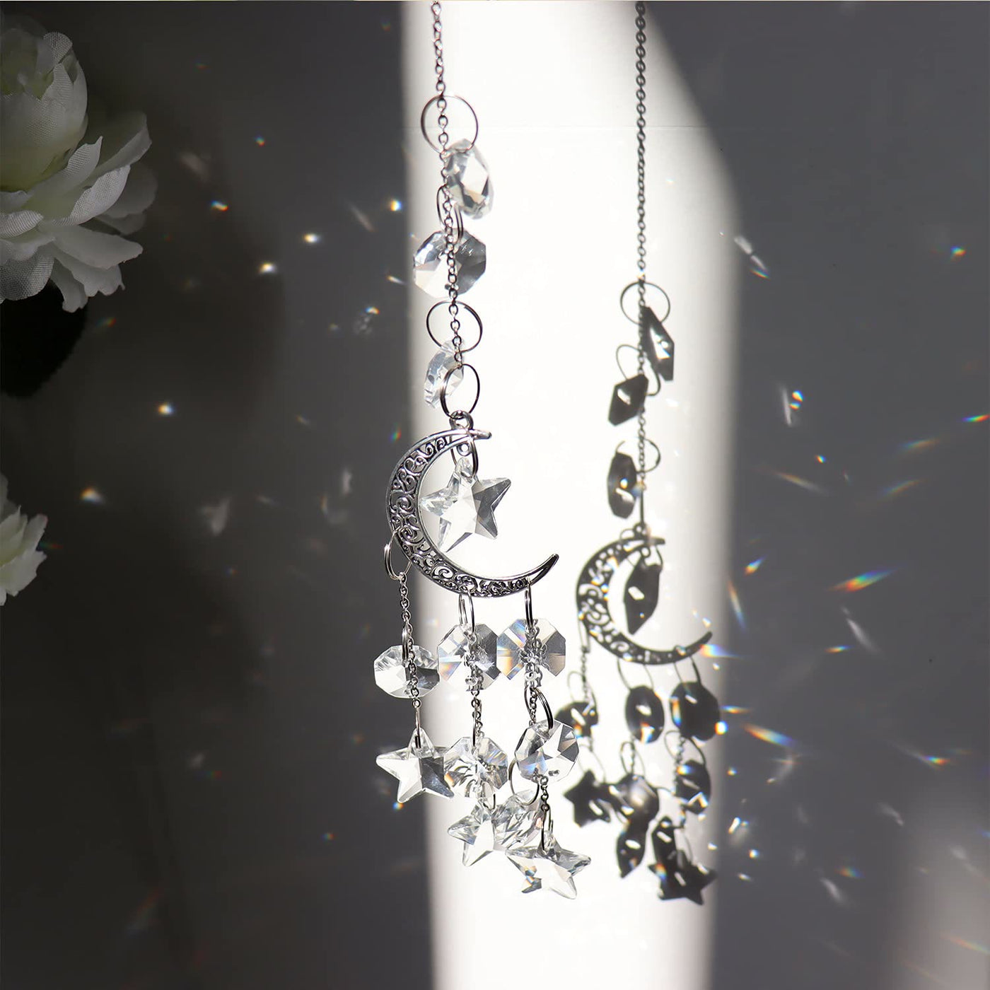 Olivenorma Moon Prism Crystal Suncatcher Wind Chime