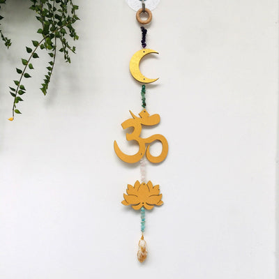 Olivenorma Rainbow Gemstone Lotus OM Moon Wall Decor