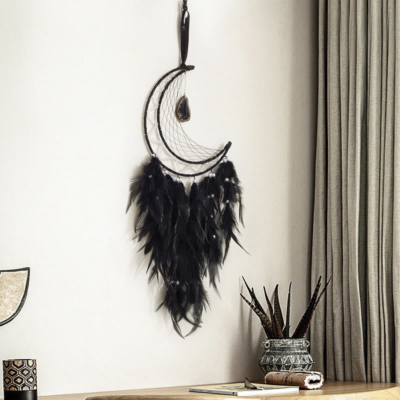 Olivenorma Black Onyx Pendant Black Feather Dream Catcher