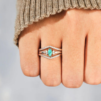 Olivenorma S925 Sterling Silver Turquoise Two-piece Ring