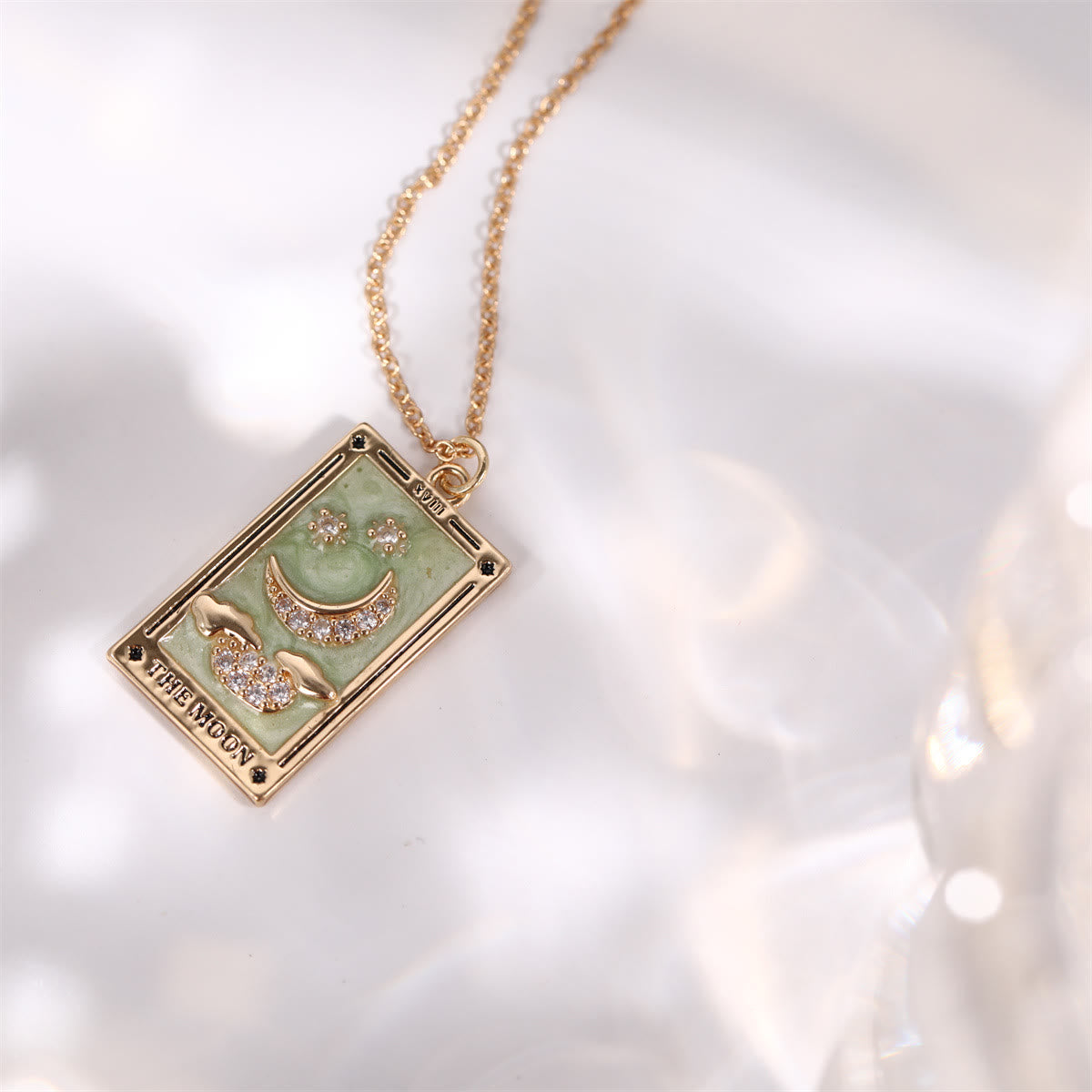 Olivenorma Zircon Electroplated Gold Tarot Oil Drop Necklace