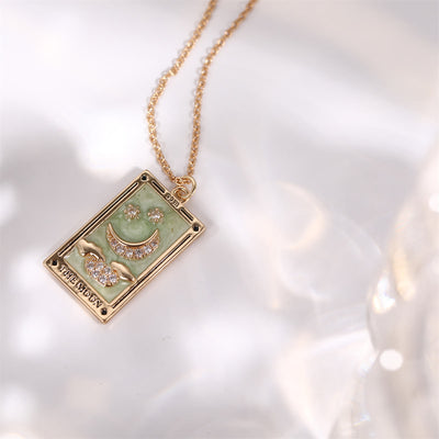 Olivenorma Zircon Electroplated Gold Tarot Oil Drop Necklace