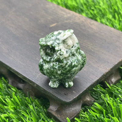 Olivenorma 3.5cm Natural Crystal Owl Ornament Gemstone Decoration - Green Jade - image 39