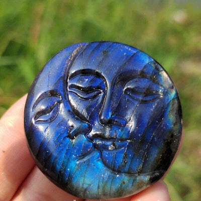 Olivenorma Natural Labradorite Moon Face Ornaments Gemstone Decoration