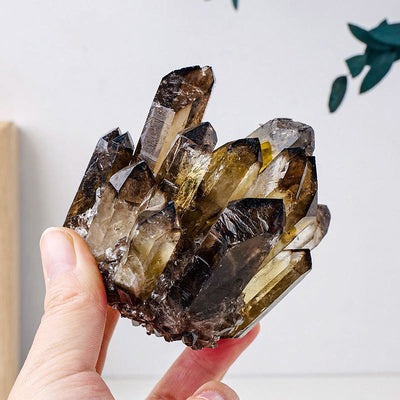 Olivenorma Natural Smoky Quartz Cluster Gemstone Decoration