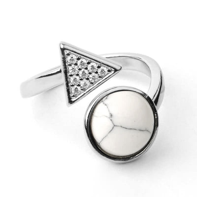 Olivenorma Geometric Shape Natural Crystal Adjustable Ring