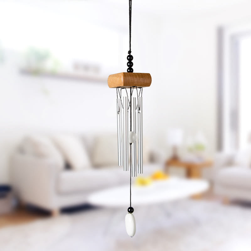 Olivenorma Solid Wood Aluminum Rod Natural Stone Wind Chime